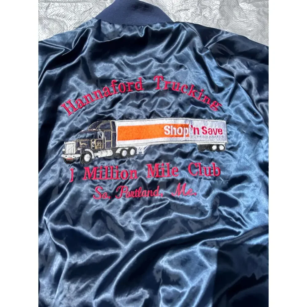 Vintage Hannaford Truckers Bomber Jacket Varsity Size Large 80s 90s